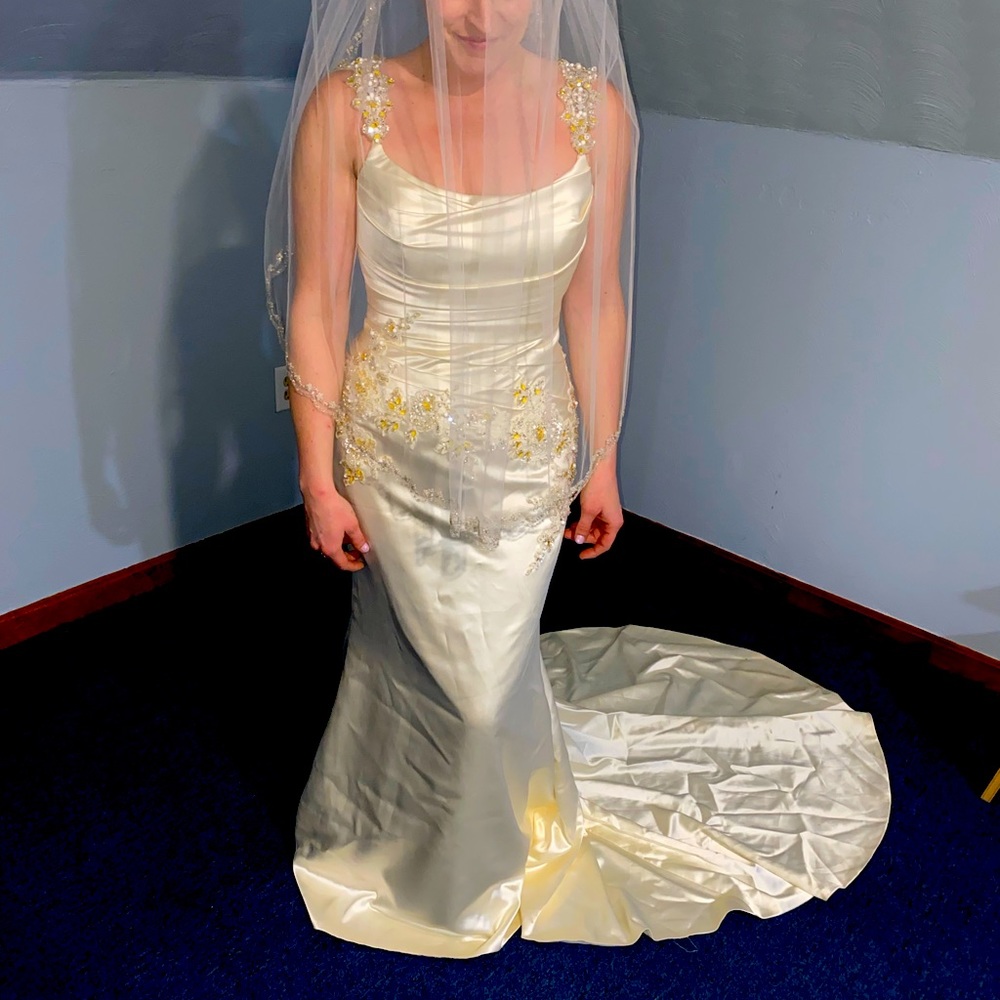 Enzoani Denise designer dress, not used still has tags, not altered.